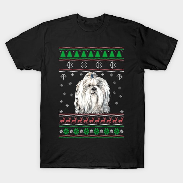 Cute Shih Tzu Dog Lover Ugly Christmas Sweater For Women And Men Funny Gifts T-Shirt by uglygiftideas